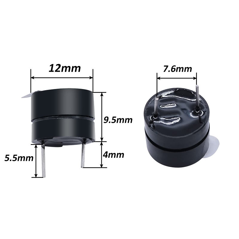 mxuteuk 10pcs DC5V Black Mini Active Piezo Buzzers Electronic Buzzer Alarm Sounder Speaker Beep Tone, Fit for Computers Printers Electronic Components HF-12095 - Image 2